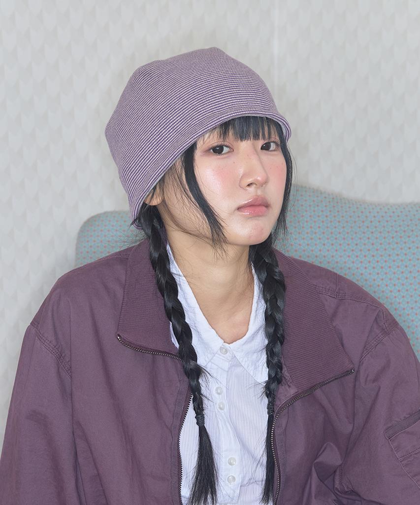 Kiibi Cozy Stripe Reversible Beanie Purple
