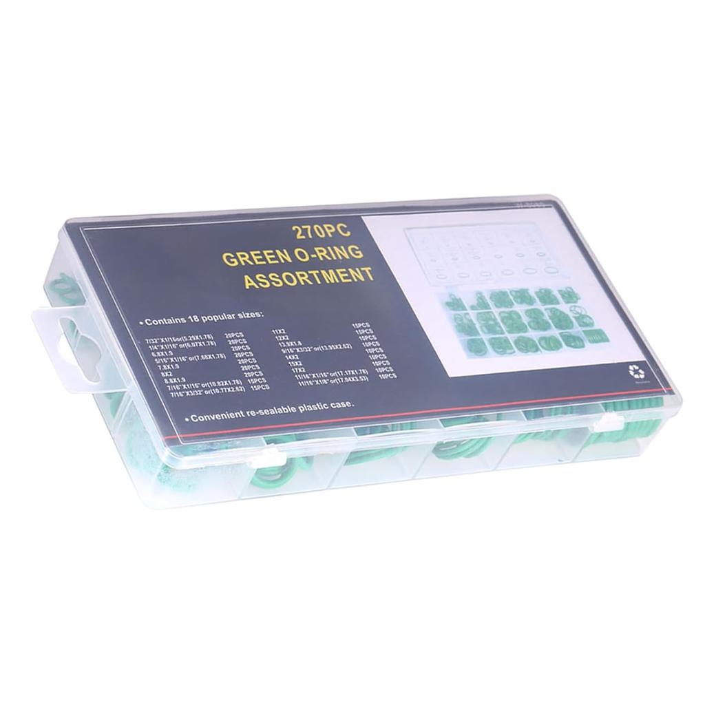 270Pcs 18 Sizes Assortment Kit Rubber O Ring Air Conditioning HNBR O Ring Set for Insulation Gasket Washer Seals Air Conditioning Car Auto Vehicle