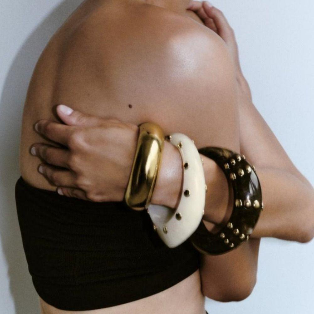 Vintage Acrylic Bangle Bohemian Chunky Bangle Creative Cuff Bracelets  Gift