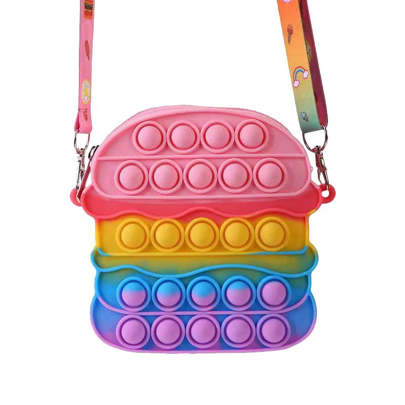 

Сумка через плечо в виде гамбургера Pop It Большая Большая Игрушка-непоседа Простая ямочка Пузырь для нажатия Macaroon