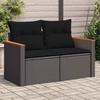 VidaXL Garden Sofa with Cushions 2-Seater, Seat with Armrests, Sunbed with Backrest, Patio Terrace Furniture, Black 365993