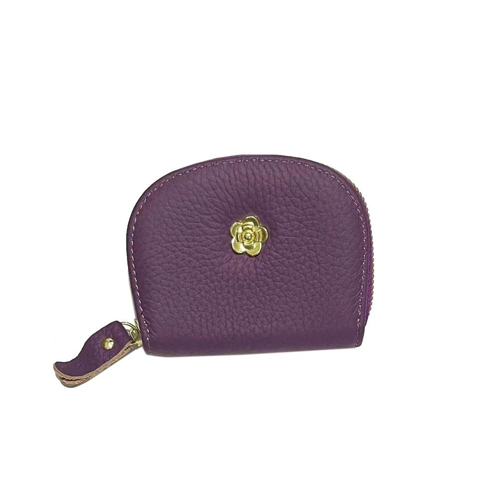 Leather Bag Accordion Card Bag Cowhide Wallet Camellia Leather Handbag Card Bag Change Bag Multi-Color