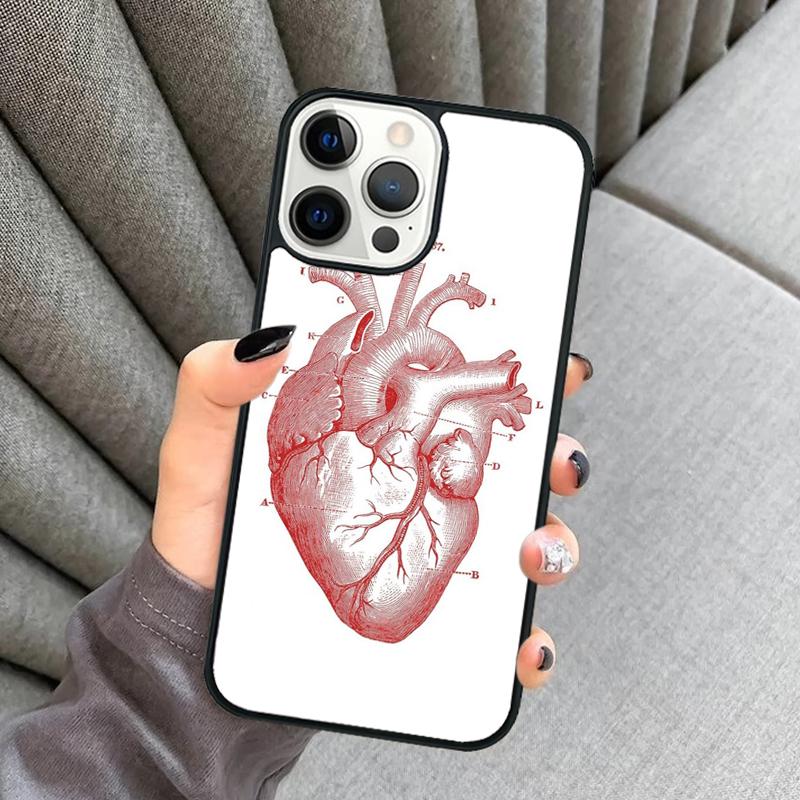 Menschliches Herz Anatomie Handyhülle Für iPhone 17 Air 16 16e 15 13 14 Pro Max 11 12 Plus 2022 MAX Hülle Cover coque