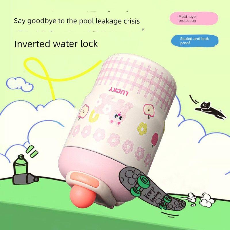 Large-Capacity Thermos Cup for Women 2025 New Coffee Cup Kidsren's Straw Cup Student School Double Drinking Cup