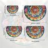 Colorful Ethnic Style Flower Semi-Circular Carpet Soft Non-Slip Decorative Mat 2D Print Aesthetic Rug for Bedroom Balcony Entrance