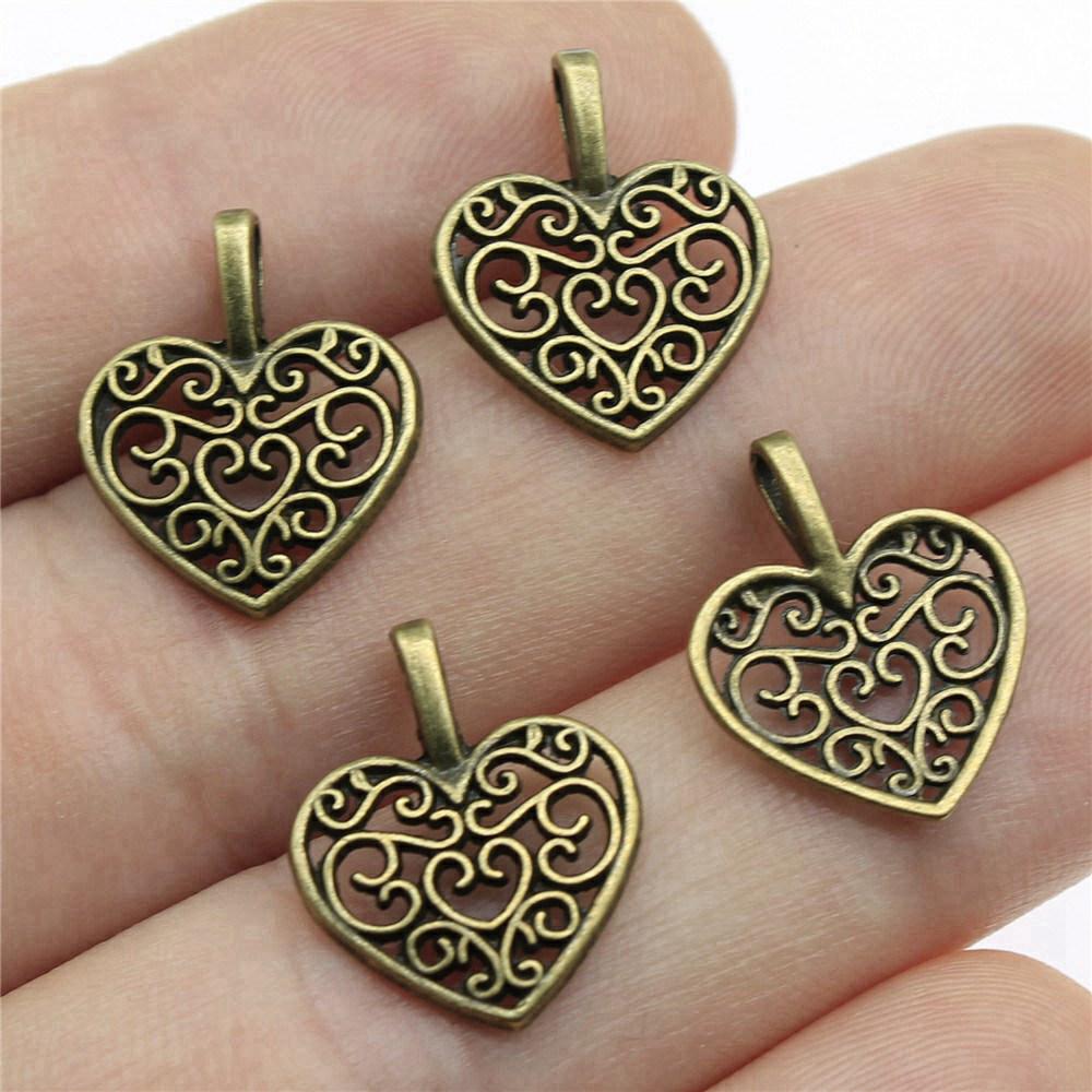 Charms Peach Heart Love Pendants Wedding Jewelry Findings QC094