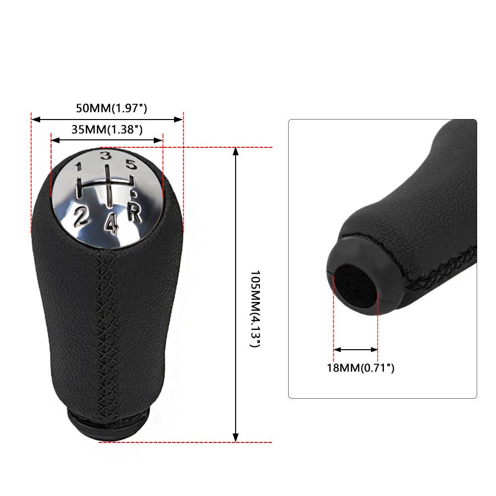 Luxury Car Gear Shift Knob For Renault Clio Mk3/Megane Mk2/Scenic Mk2 - 5 Speed, Lychee Grain PU Leather, Non-Slip Design