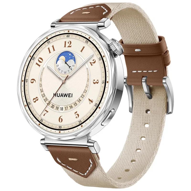 

18mm Nylon+Leather Strap for Huawei Watch GT5 GT4 41mm Official Composite braided belt for Huawei Watch GT5 Pro 42mm Women Band Huawei GT5 Pro 42MM