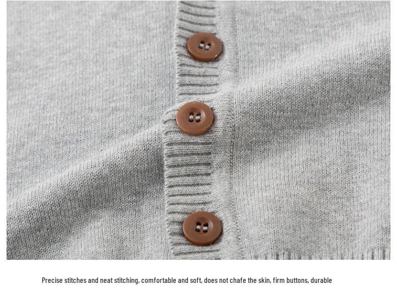 Spring & Autumn Kids' V-neck Knit Cardigan - Boys & Girls School Style Cotton Outerwear