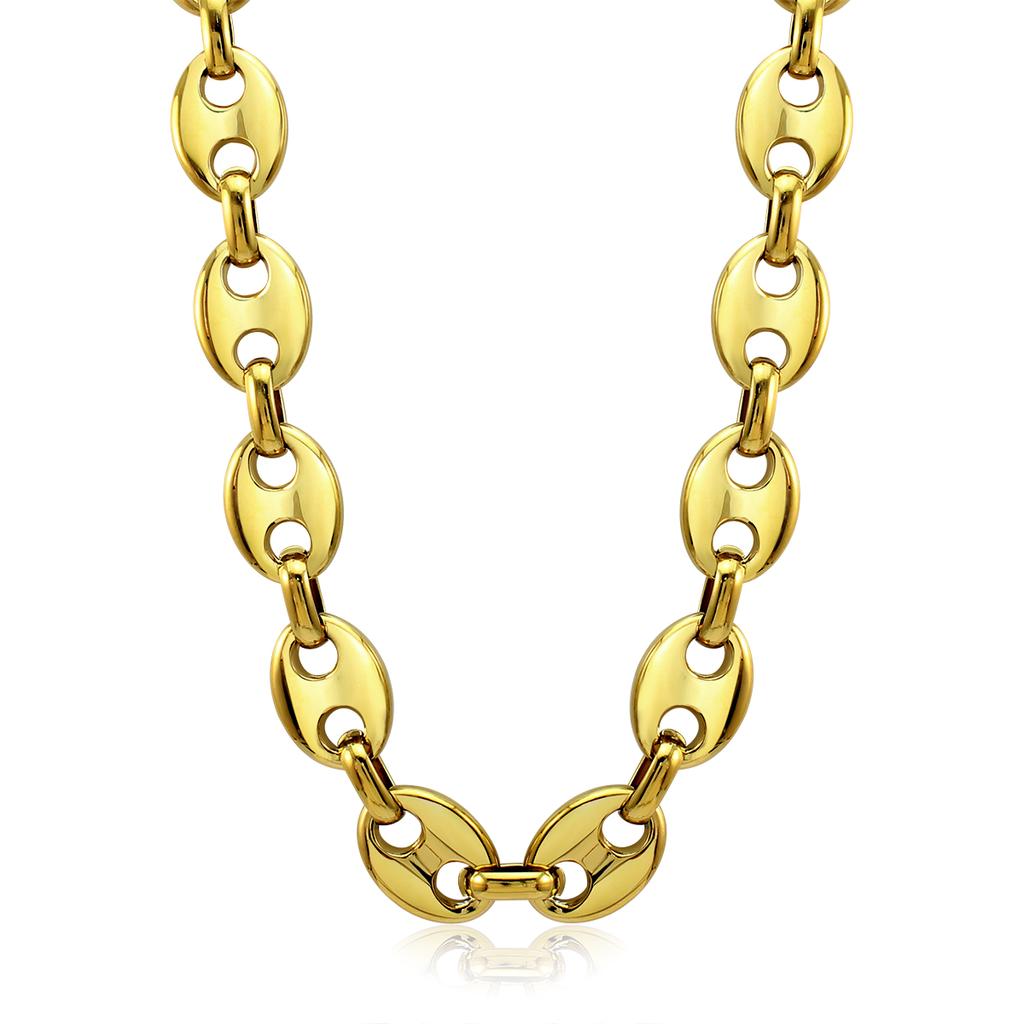 PVD 18K Gold Plated Kaffeebohnen Gliederkette Anhänger Halskette Statement Edelstahl Schweinenase Klobige Halsketten Bankett Schmuck
