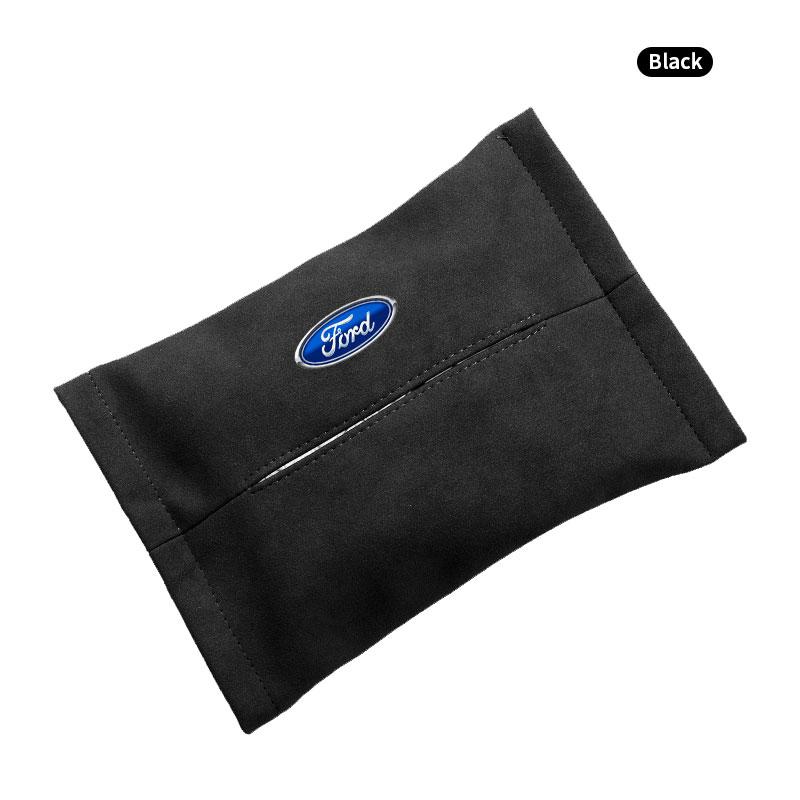 Car Suede Tissue Box Cover Easy To Carry Seat Back Accessories For Ford Mustang ST Line Mondeo Fiesta Escape Kuga Ecosport Ranger EXplorer Stickers