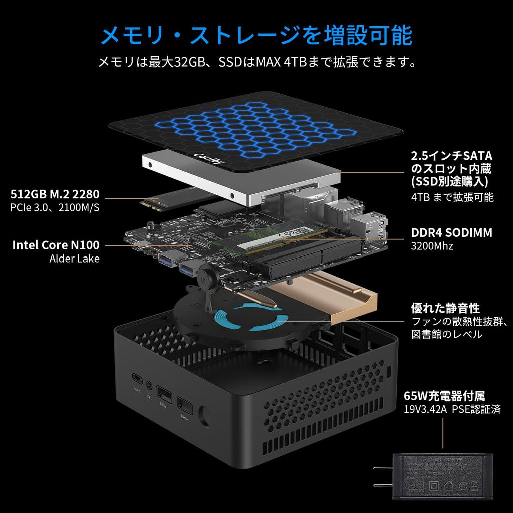 Mini PC Latest 12th Generation Intel N100 mini PC Windows 11 Pro mini PC DDR4 SSD 4 Threads Small PC Memory Expandable Inch SATA Slot Coolby Mini PC