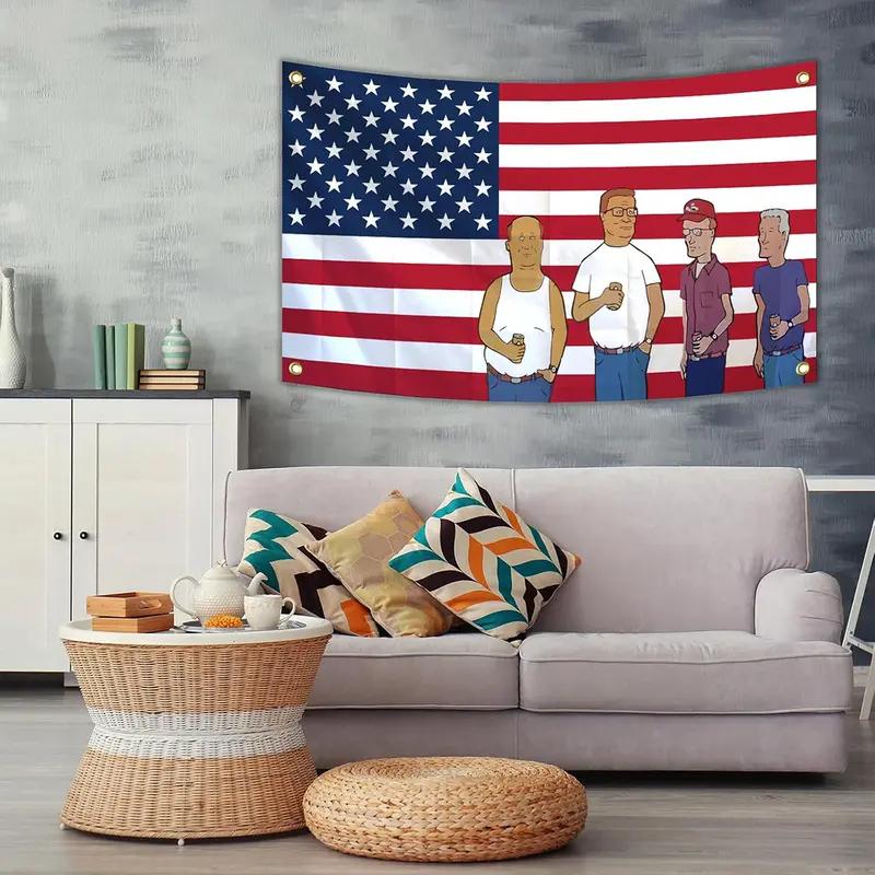 VIKAMA Fun Mountain King Polyester Cartoon American Flag Wall Mounted Living Room Bedroom Dormitory Decoration