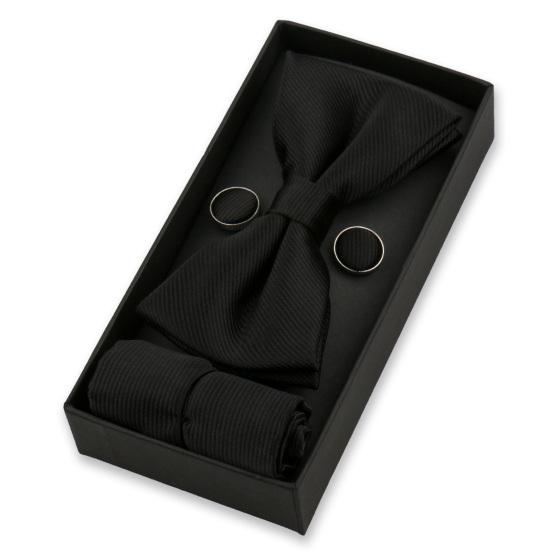 1 Set Men Bow Tie Kit Solid Color Bow Tie Kerchief Cufflinks Set Weddings Business Events Outfit Accessories