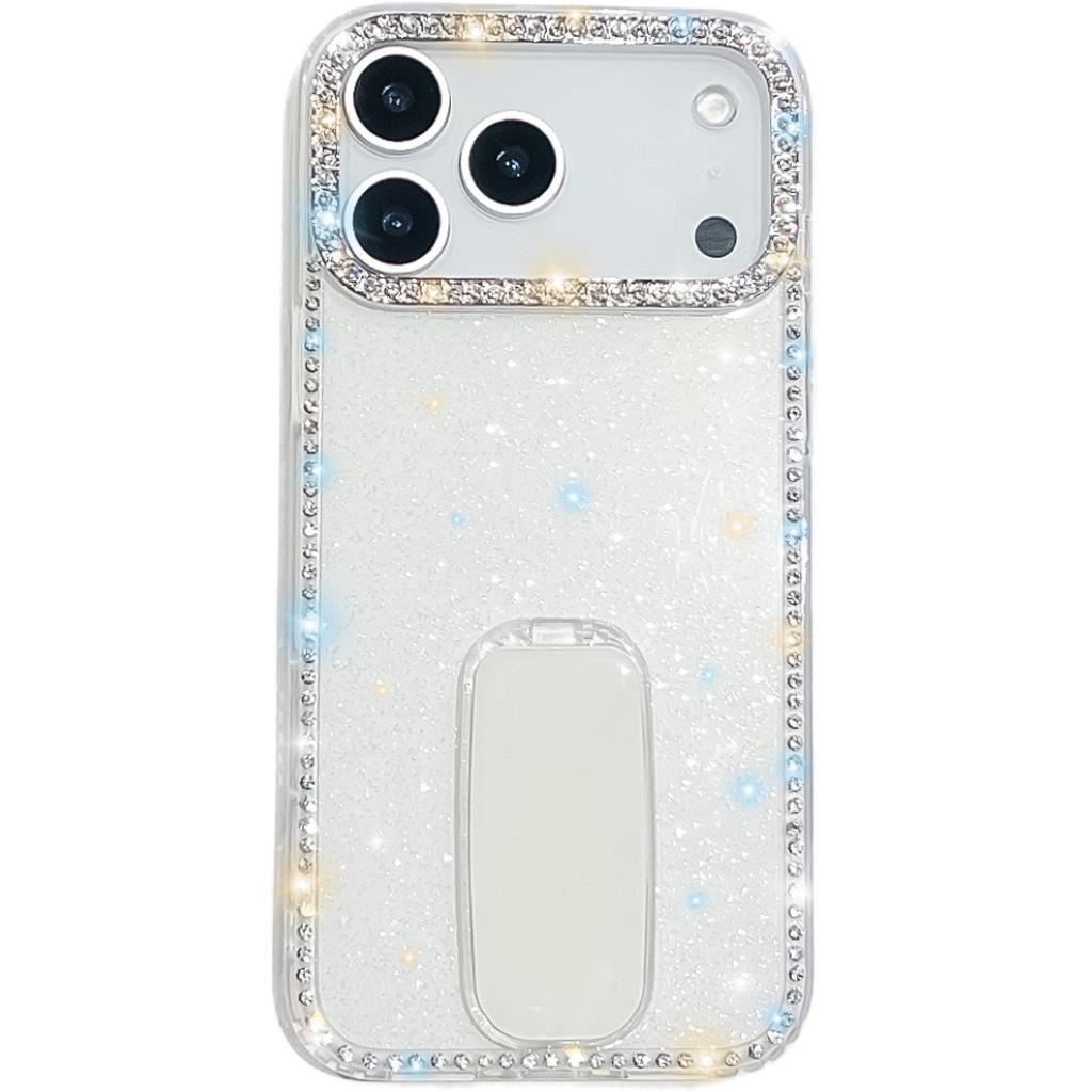Flash Diamond for Apple 17Air Phone Case Flash Powder for IPhone 16E Straight Mirror Stand 15promax