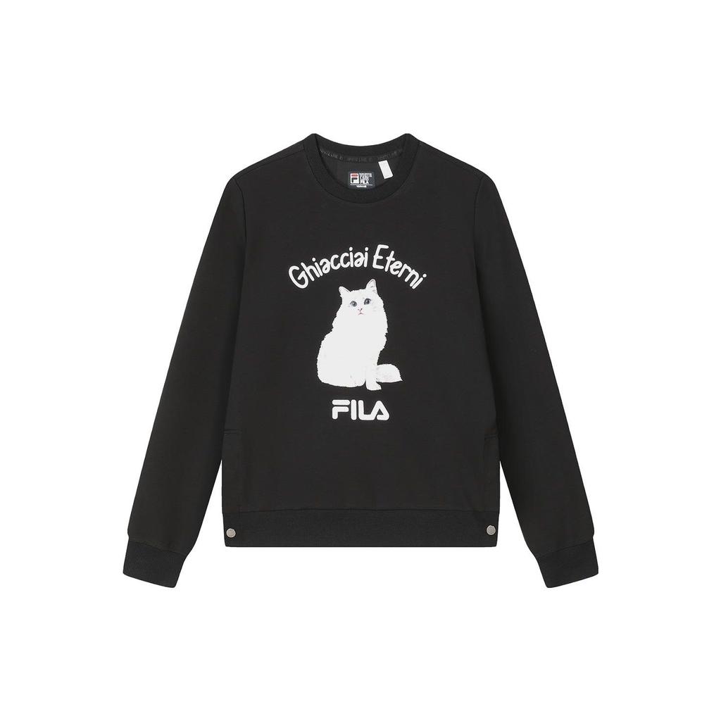FILA Feline Letter Print Casual Pullover Sweatshirt Women sweatshirt Black F11W348210F-BK