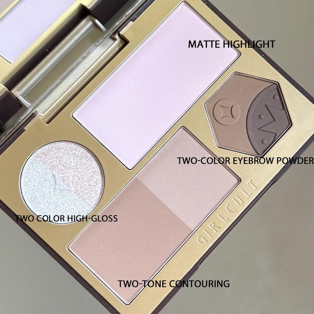 Girlcult Face Palette(02 03),Smooth Powder,Fine-Milled,Minimal Fallout,Highly Pigmented,All-in-One Face Makeup,Beginner-Friendly