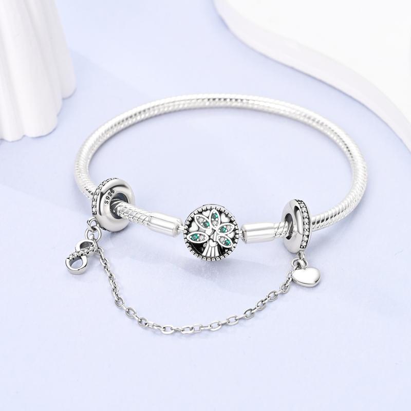 925 Silver Safety Chain Clasp Charms Love Bow Star Moon Snowflake Fit for Bracelet DIY Jewelry Making