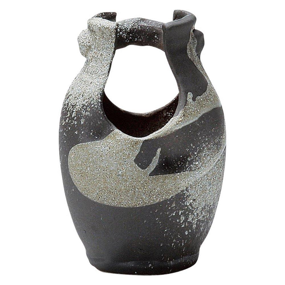 

Shigaraki Ware Hechimon Vase Flower Base Large Pail Type Black Spray Pottery MR-1-2512