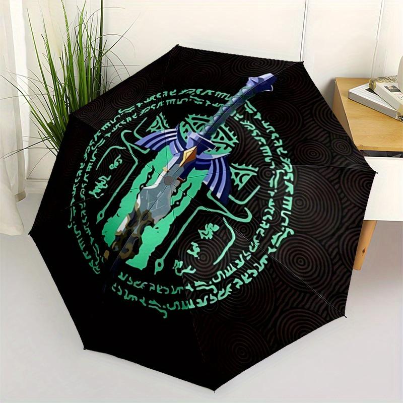 Legend of Zelda Automatic Folding Umbrella with Sturdy Iron Frame, Portable Compact Travel Umbrella All-Season Use Parties 0807052
