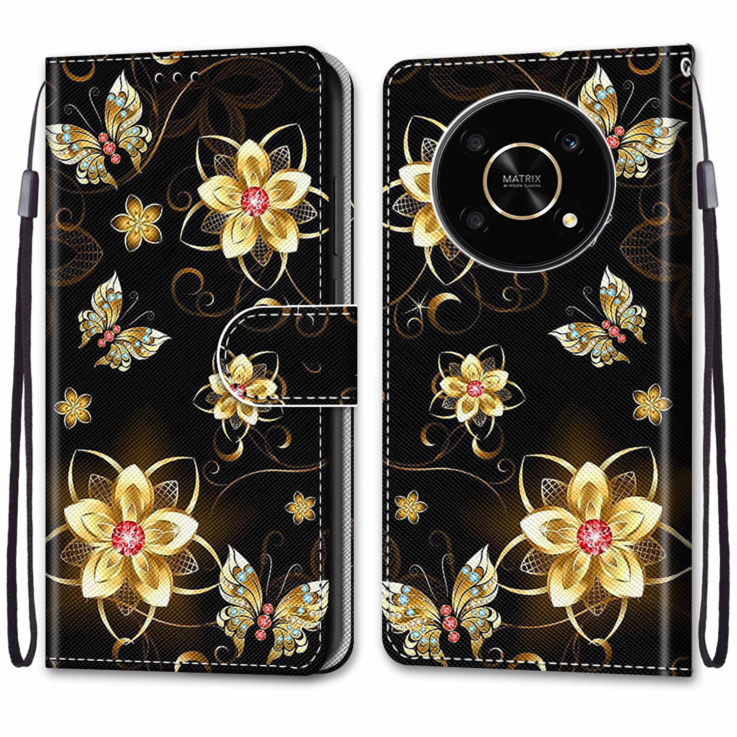 

Модный расписной узорный чехол-книжка с ремешком для iPhone Samsung Huawei Honor Xiaomi Redmi OPPO Realme Moto Asus Samsung Galaxy Note 20 Ultra