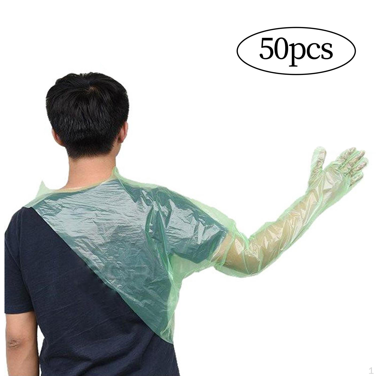 50 Pieces Disposable Long Arm Gloves Easy to Remove Veterinary Midwifery Neck