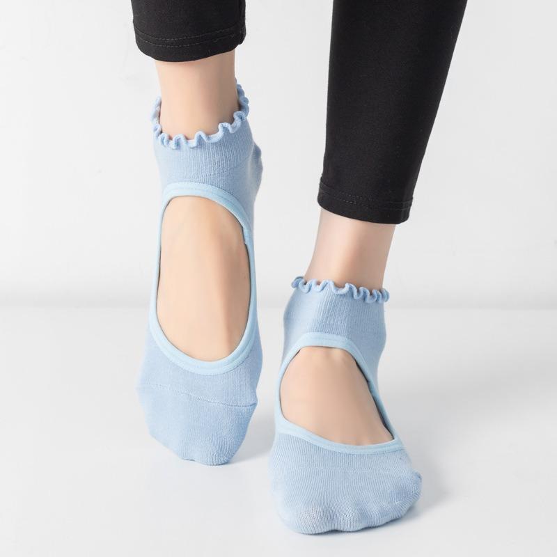 Lace Design Silicone Non-slip Professional Yoga Pilates Train Indoor Floor Soft Dance Sports Gym Ruffles Ballet Fitness Socks