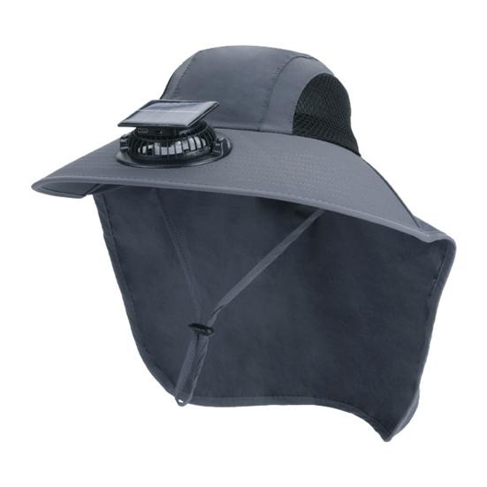 Solar Fan Hat Wide-Brimmed Shawl Fishing Hat with Dual-Power Fan Design Solar USB Charging UV-Protection Outdoor Hat