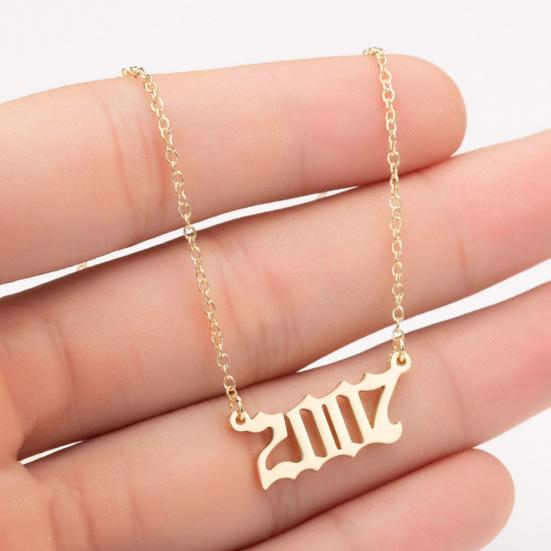 1980-2019 Doğum Yılı Numarası Charm Kolye Paslanmaz Çelik Zincir Kolye Takı