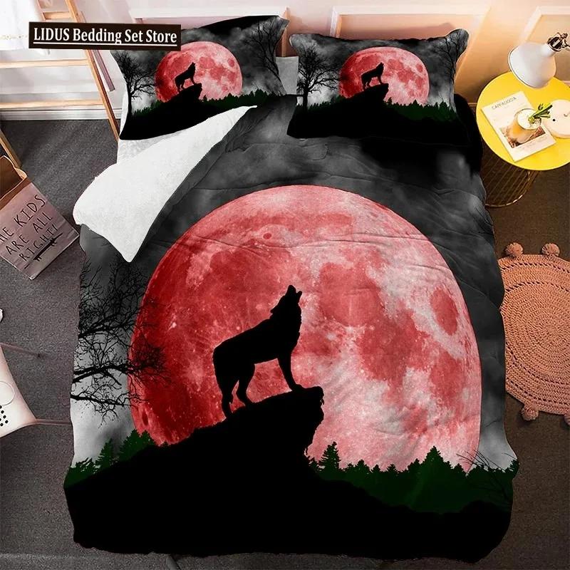 Comforter 3D Wolf Print Wild Animals Bedding Set Luxury Modern Gift Wolf Bedding Set Comforter Full King Size 3Pcs