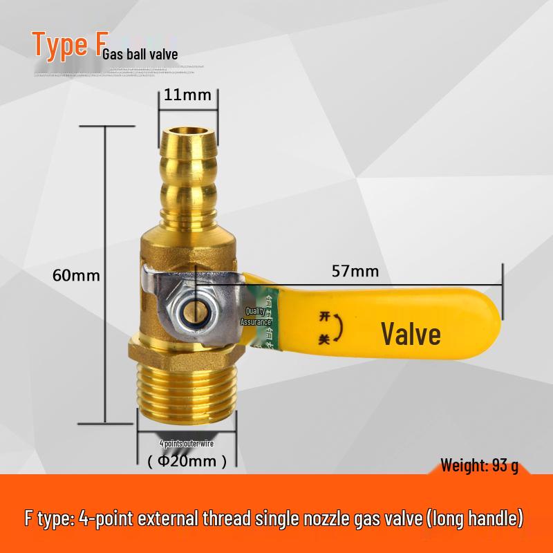 Thickened 4-Point Gas Ball Valve for Natural Gas and Water Heaters, Internal/External Thread.