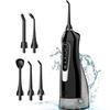 COSLUS Water Dental Flosser Portable Pick Teeth: Upgrade Child Mode 4 Modes Portable Cordless 300ML Rechargeable Travel Irrigation Black