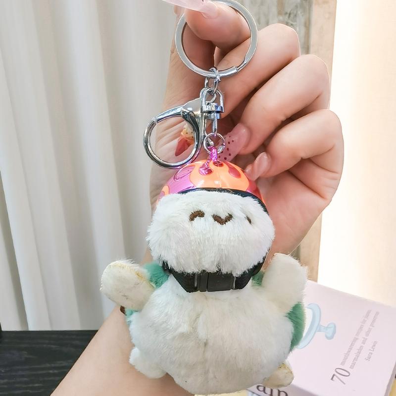 1Pcs Animal Ornament Car Exquisite Decoration Helmet Sea Turtle Keychain Purse Bag Charm Plush Pendant Keyholder