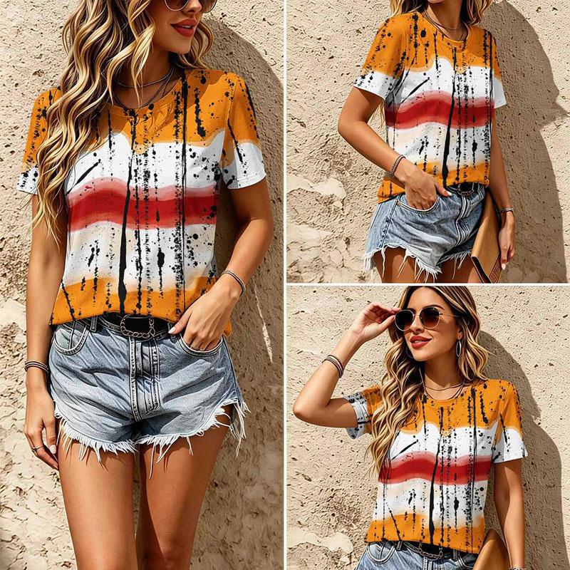 Vintage Ethnic Floral Print Tee Crew Neck Distressed Boho Casual Short Sleeve Pullover T Shirt Top