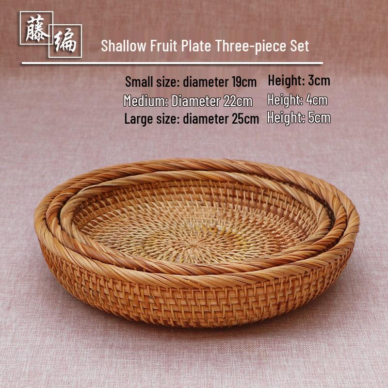 Koszyk na owoce z rattanu w stylu europejskim Stolik kawowy - Nowoczesny wystrój salonu