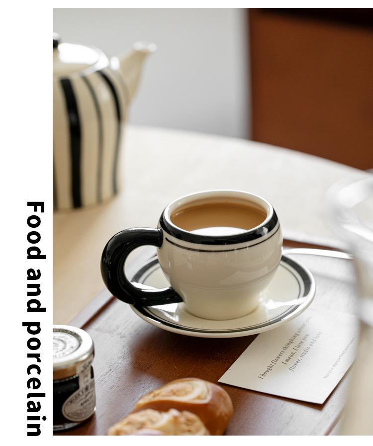 Striped Ceramic Water Cup & Teapot Set for Living Room and Afternoon Tea