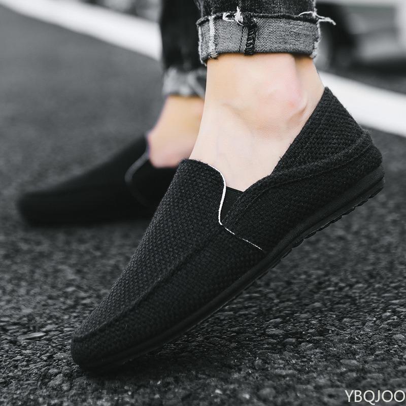 Fashion New men's shoes are breathable, casual soft comfortable fashionable flat shoes Summer men's lazy casual linen canvas shoes