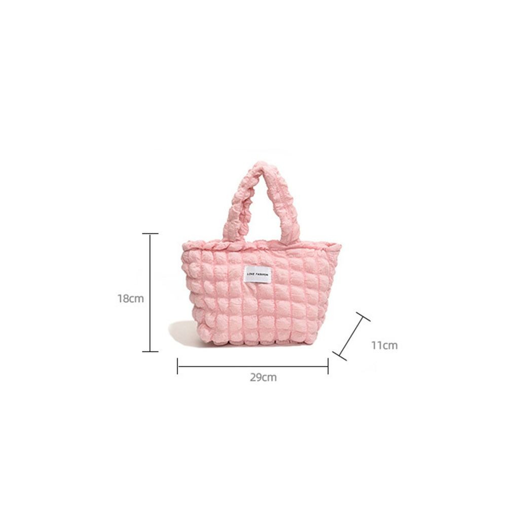 Pleated Bubble Handbag Women's Plaid Small Handbags Travel Storage Shoulder Bags with Zipper Solid Color Tote Armpit Bag