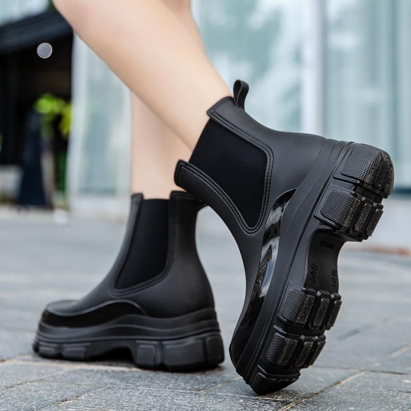 Women's elastic band new Martin rain boots platform plastic waterproof and non-slip outdoor work shoes kitchen overshoes