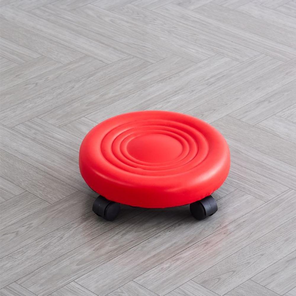 Universal Low Stool with Wheel Multicolors Swivel Wheel Stool High Quality Leather Rotating Chair