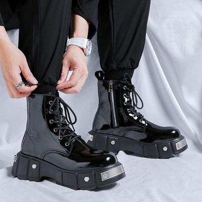 Stivaletti Martin in Vernice Primavera 2024 - Da Uomo, Versatili, Scarpe da Lavoro Trendy in Stile Britannico (33988-R)