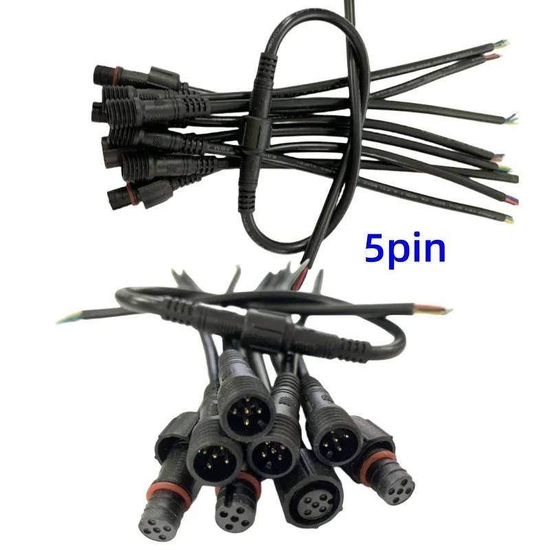 5/10/20/50 Pairs Male To Female 40cm Length Waterproof Cable 2pin 3pin 4pin 5pin Led Connector Black Wire for LED Strip Light WP