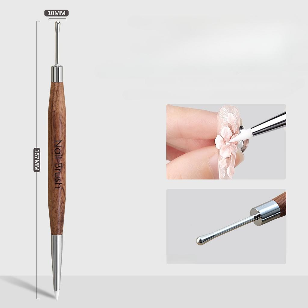1/2Pc Double-ended Silicone Nail Art Carved Pen 16x1cm Multi-Function Mix Gel Nail Builder Pen DIY Painting/Sculpture Nail Brush