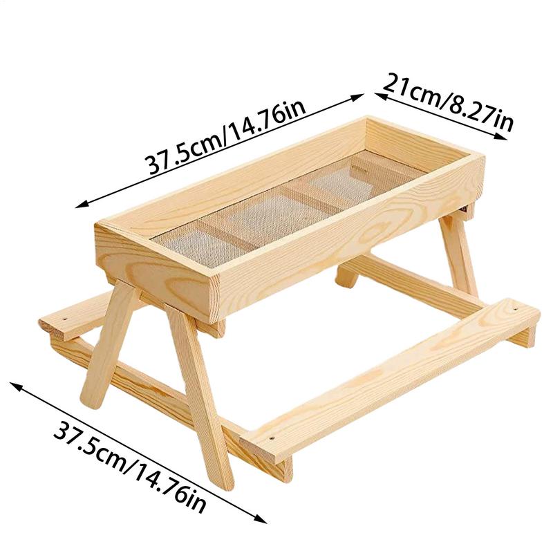 Chicken Food Feeder Squirrel Wild Bird Feeder Wooden Mesh Bottom Stand Keeps Food Fresh Dry For Poultry Turkey Duck Flock