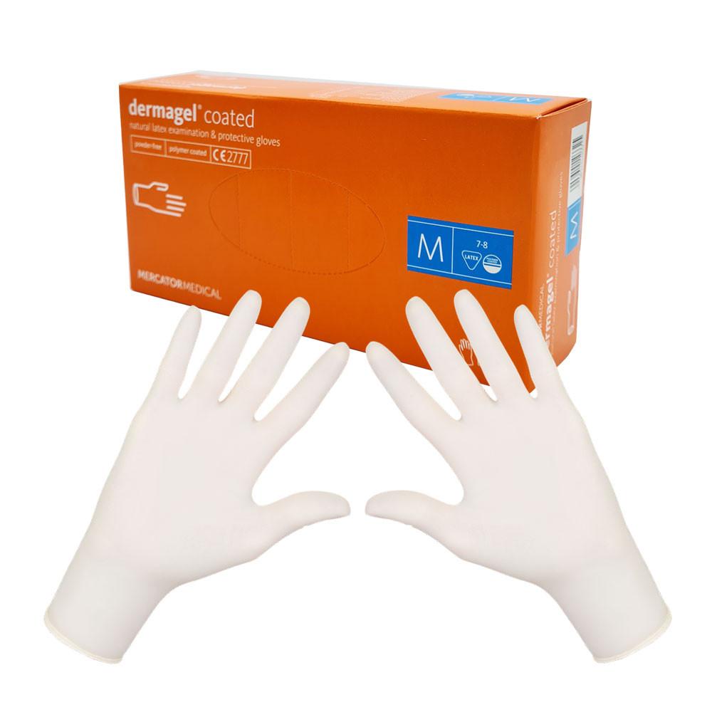 Latex Gloves Mercator Dermagel Coated 100 Pcs