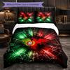Portugal Football Pattern 3 Pieces Bedding Set Soft Microfiber Duvet Cover with Pillow Cases for Bedroom