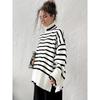Fashion New Arrival Fashion Stripes Knitting Sweater Loose High Collar Tops Loose High Neck Sweater