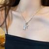 Cross Long Necklace Girls' Light Luxury Niche Design Sweet Cool Collarbone Chain Silver European and American Necklace Accessories Summer