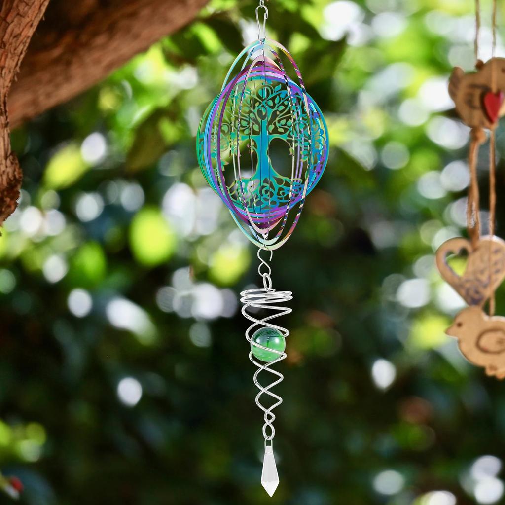 Colorful Wind Chime 3D Spinning Dream Catcher Hanging Decoration for Home Bedroom Window Patio Garden Pendant Decor Wind Spinner