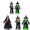 Halloween Girl Witch Costume With Printed Skirt For Kids Party Dress Up